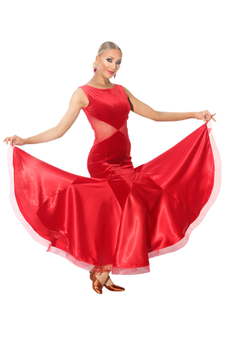 Velour & Satin Knitted Ballroom & Smooth Dress - Where to Buy Dancewear SM Dance Fashion Competition Outfit Costume