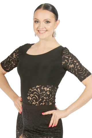 Lace Tee Short Sleeves Blouse - Where to Buy Dancewear SM Dance Fashion Competition Outfit Costume