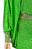 Bat Sleeve Green Long Latin & Rhythm Competition Dress - Where to Buy Dancewear SM Dance Fashion Competition Outfit Costume