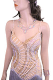 Beige and Silver Latin Competition Dress - Where to Buy Dancewear SM Dance Fashion Competition Outfit Costume