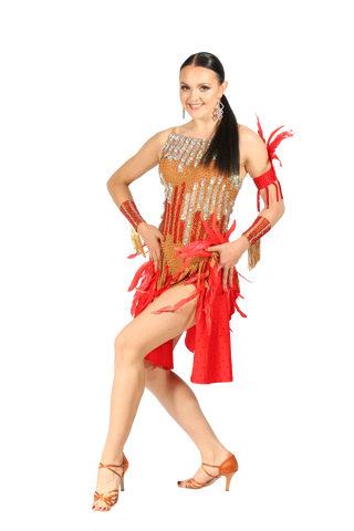 Red Featers Latin Competition Dress - Where to Buy Dancewear SM Dance Fashion Competition Outfit Costume