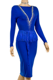 Blue Pencil Long Sleeve Latin & Rhythm Competition Dress - Where to Buy Dancewear SM Dance Fashion Competition Outfit Costume