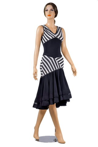Rhinestone Asymmetrical Flounce Zebra Print Skirt - Where to Buy Dancewear SM Dance Fashion Competition Outfit Costume