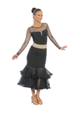 Crystal Drapped Long Sleeve Blouse - Where to Buy Dancewear SM Dance Fashion Competition Outfit Costume