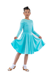 Princess Turquoise Velvet Ballroom & Latin Dress - Where to Buy Dancewear SM Dance Fashion Competition Outfit Costume