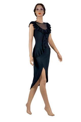 Asymmetrical Frill Latin & Rhythm Dress - Where to Buy Dancewear SM Dance Fashion Competition Outfit Costume