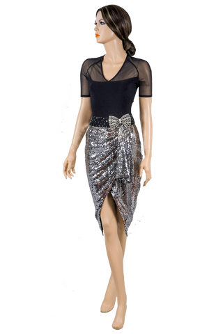 Silver Wrap Dance Latin Skirt - Where to Buy Dancewear SM Dance Fashion Competition Outfit Costume