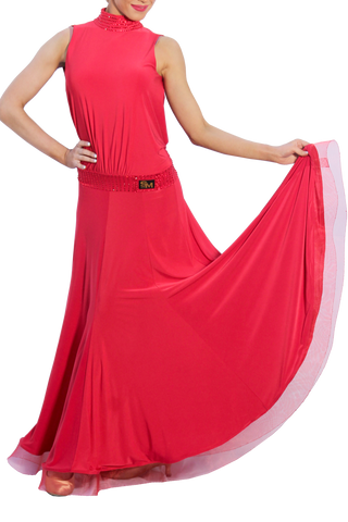High Collar Open Back Maxi Ballroom & Smooth Dress - Where to Buy Dancewear SM Dance Fashion Competition Outfit Costume