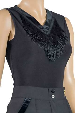 V-Neck Fringe Sleeveless Blouse - Where to Buy Dancewear SM Dance Fashion Competition Outfit Costume