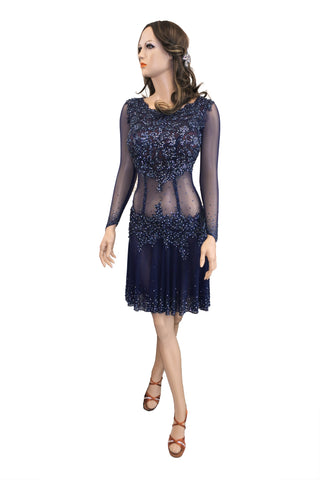 Navy Latin Competition Dress - Where to Buy Dancewear SM Dance Fashion Competition Outfit Costume