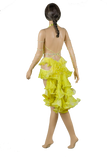 Halter Strap Neckline Sleeveless Flounce Yellow Latin & Rhythm Competition Dress - Where to Buy Dancewear SM Dance Fashion Competition Outfit Costume