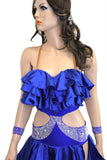 Blue Ruffled Latin Competition Dress - Where to Buy Dancewear SM Dance Fashion Competition Outfit Costume
