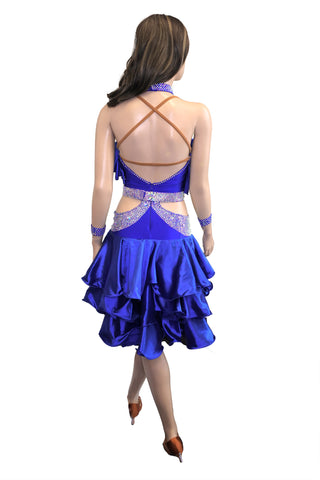 Blue Ruffled Latin Competition Dress - Where to Buy Dancewear SM Dance Fashion Competition Outfit Costume
