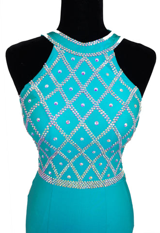 Teal Latin Competition Dress - Where to Buy Dancewear SM Dance Fashion Competition Outfit Costume