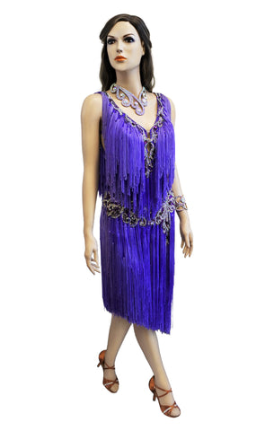 Purple Fringe Latin Competition Dress - Where to Buy Dancewear SM Dance Fashion Competition Outfit Costume