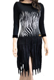 Zebra Print Fringe Latin & Rhythm Dress - Where to Buy Dancewear SM Dance Fashion Competition Outfit Costume