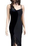 Black Split Velvet Bodycon Latin & Rhythm Dress - Where to Buy Dancewear SM Dance Fashion Competition Outfit Costume