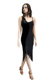 Black Split Velvet Bodycon Latin & Rhythm Dress - Where to Buy Dancewear SM Dance Fashion Competition Outfit Costume