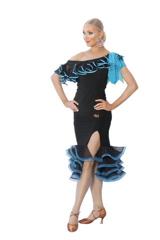 Trumpet Slit Frill Latin & Rythm Skirt - Where to Buy Dancewear SM Dance Fashion Competition Outfit Costume