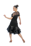 Rhinestone Layered Satin Latin & Rhythm Skirt - Where to Buy Dancewear SM Dance Fashion Competition Outfit Costume