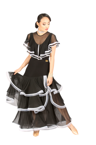 Layered Crinoline Hem Ballroom & Smooth Skirt - Where to Buy Dancewear SM Dance Fashion Competition Outfit Costume