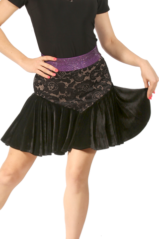 Velvet Lace Flounce Latin & Rythm Skirt - Where to Buy Dancewear SM Dance Fashion Competition Outfit Costume