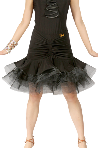 Centered Fold & Mesh Edge Latin Skirt - Where to Buy Dancewear SM Dance Fashion Competition Outfit Costume