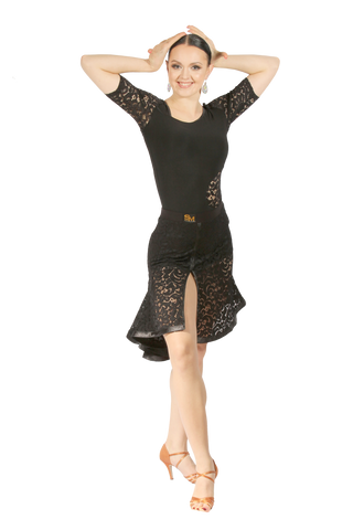 Lace Tee Short Sleeves Blouse - Where to Buy Dancewear SM Dance Fashion Competition Outfit Costume