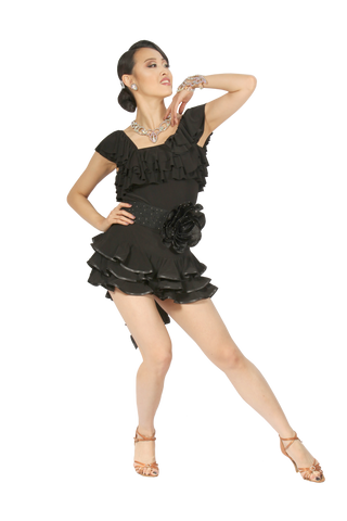 Double Shoulder Flounce Blouse - Where to Buy Dancewear SM Dance Fashion Competition Outfit Costume