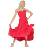 Red Peekaboo Slit Lace Ballroom & Smooth Dress - Where to Buy Dancewear SM Dance Fashion Competition Outfit Costume