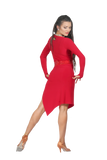 Red Bodycon Long Sleeve Latin & Rhythm Dress - Where to Buy Dancewear SM Dance Fashion Competition Outfit Costume