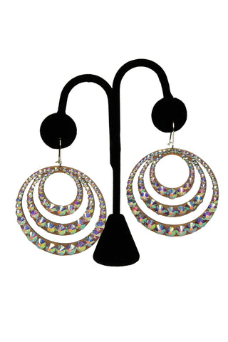 Triple Hoop Crystal Drop Earrings - Where to Buy Dancewear SM Dance Fashion Competition Outfit Costume