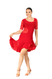 Asymmetrical Lace Red Latin & Rhythm Dress - Where to Buy Dancewear SM Dance Fashion Competition Outfit Costume