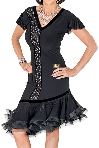 Asymmetrical Layered Flounce Latin & Rhythm Dress - Where to Buy Dancewear SM Dance Fashion Competition Outfit Costume