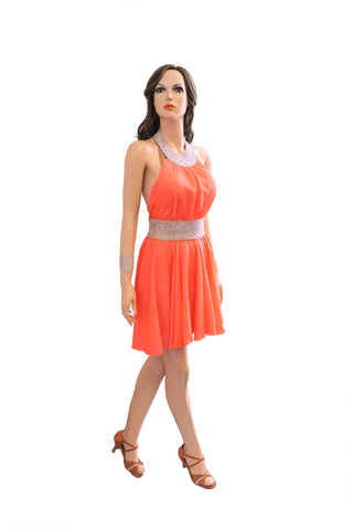 Orange Latin Competition Dress - Where to Buy Dancewear SM Dance Fashion Competition Outfit Costume