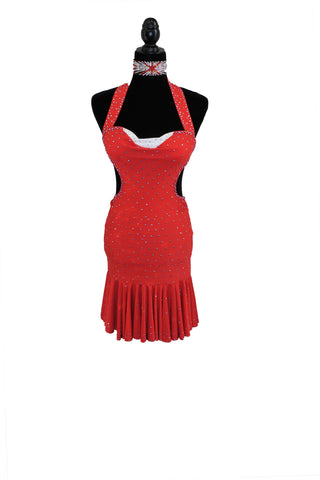 Red Halter Latin Competition Dress - Where to Buy Dancewear SM Dance Fashion Competition Outfit Costume