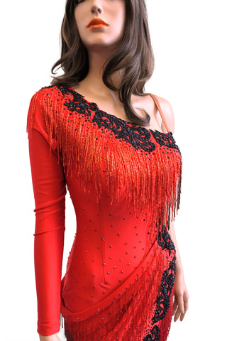 Red Latin Competition Dress - Where to Buy Dancewear SM Dance Fashion Competition Outfit Costume